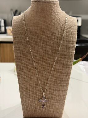 Silver Tone Cross Pendant Necklace